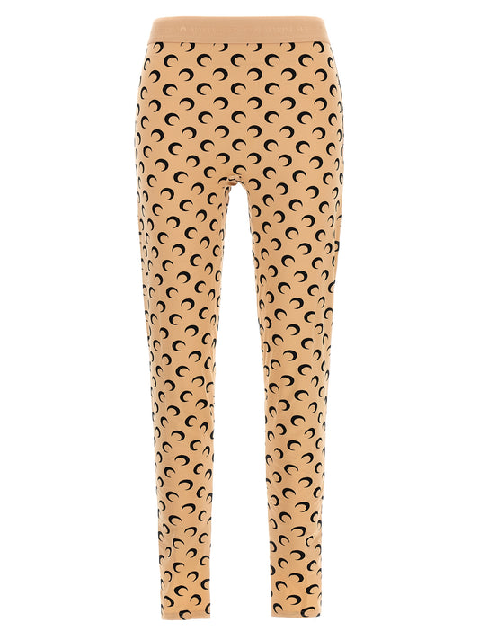 Activewear Leggings by Marine Serre for women in stretch polyamide beige features a sporty leggings with a and long, showcasing a sporty silhouette enhanced by innovative .