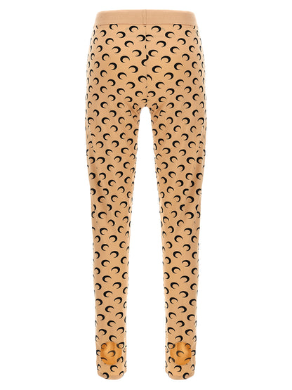 Activewear Leggings by Marine Serre for women in stretch polyamide beige features an dynamic leggings with long and , showcasing functional .