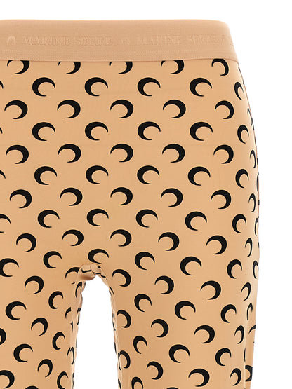 Activewear Leggings by Marine Serre for women in stretch polyamide beige features a contemporary silhouette, showcasing advanced with a contemporary leggings, long, and .