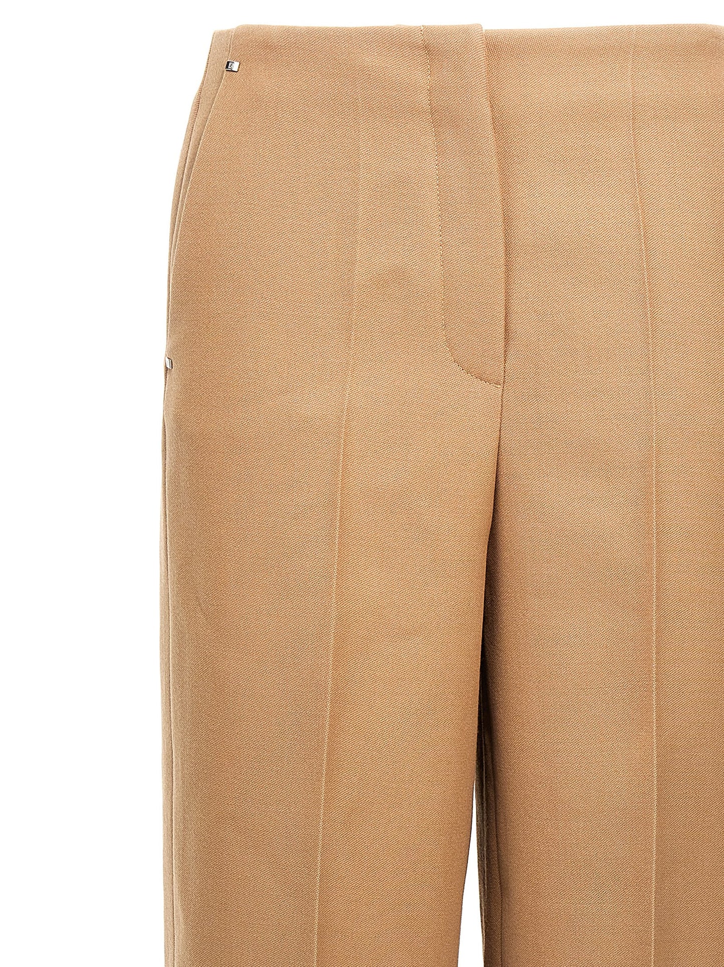 Trousers by Fendi for women in wool beige features a tailored silhouette with a tailored wide, defined by its long and a sophisticated .