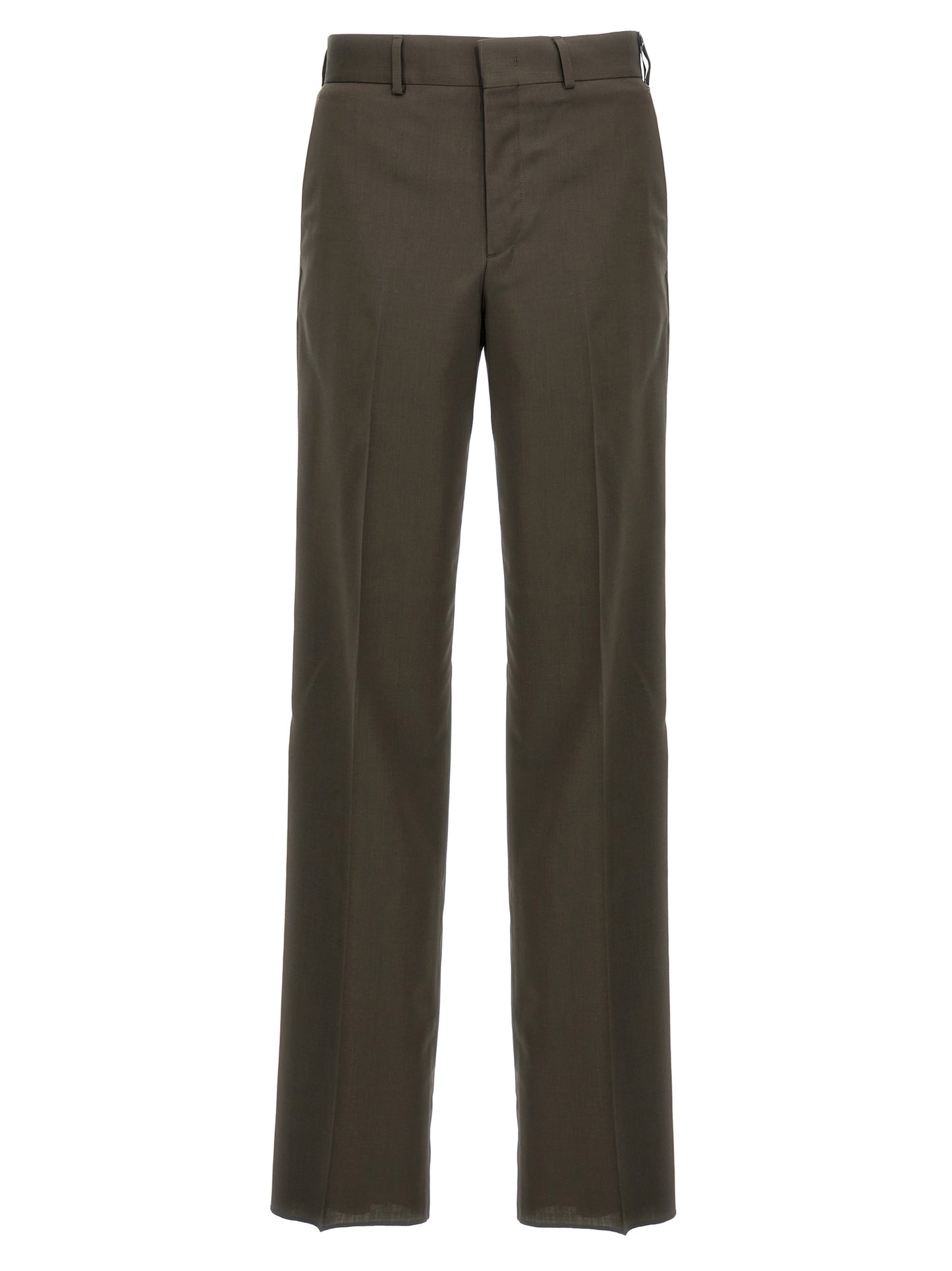 Fendi Men's Straight Leg Wool Trousers - Bicolour Green