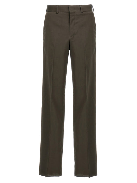 Trousers by Fendi for men in wool bicolour & green features an on trend silhouette, showcasing a sophisticated straight-leg with a long and for an on trend finish.