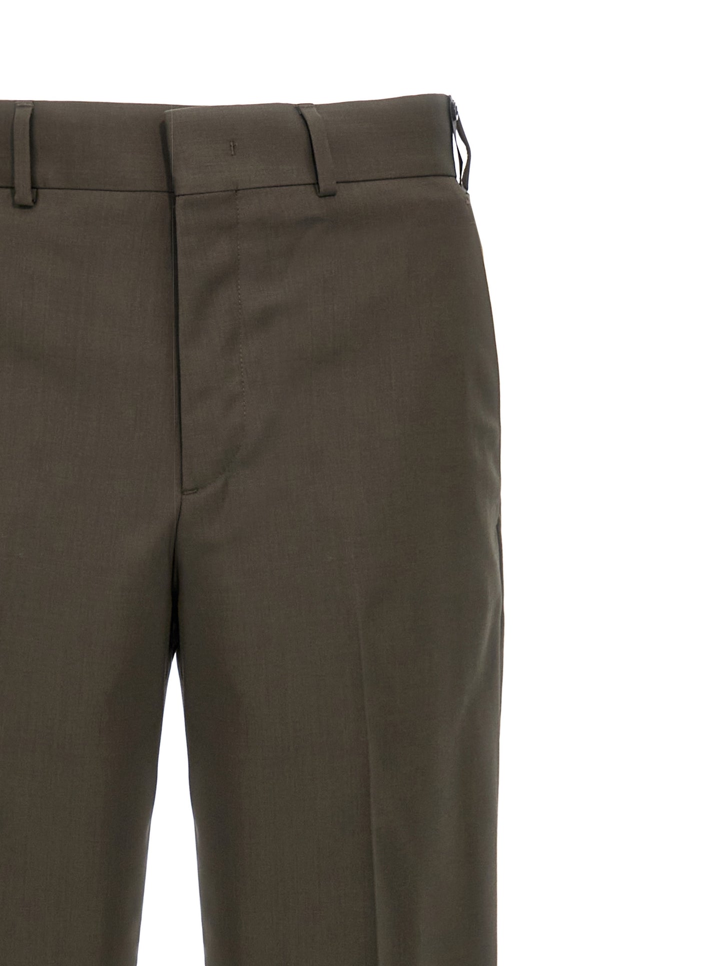 Fendi Men's Straight Leg Wool Trousers - Bicolour Green