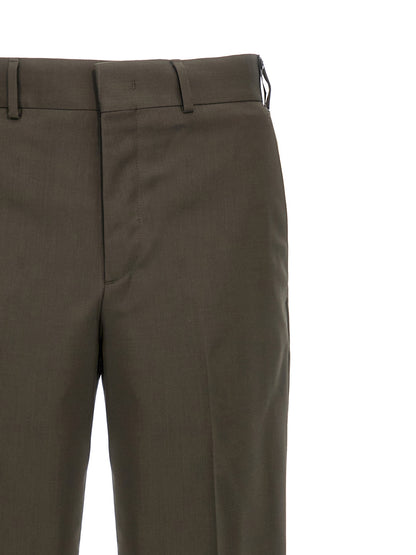 Fendi Men's Straight Leg Wool Trousers - Bicolour Green
