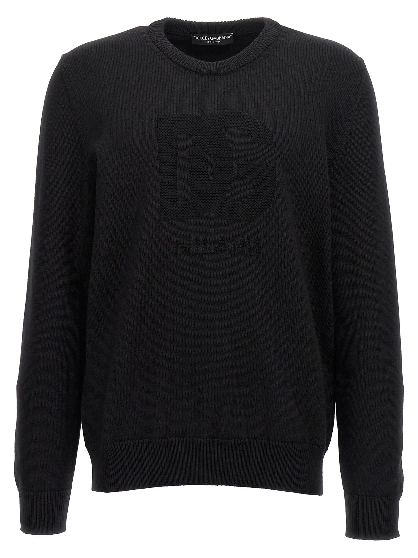 Cardigan by Dolce & Gabbana for men in virgin wool black showcases a luxurious silhouette, meticulously detailed with a sophisticated crew neckline and for a refined finish.