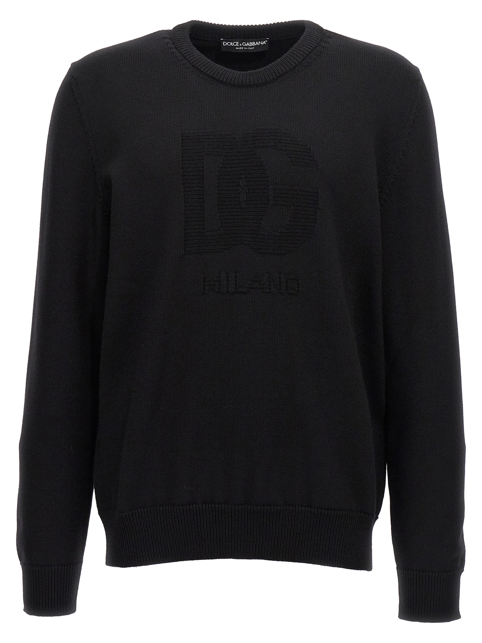 Cardigan by Dolce & Gabbana for men in virgin wool black showcases a luxurious silhouette, meticulously detailed with a sophisticated crew neckline and for a refined finish.
