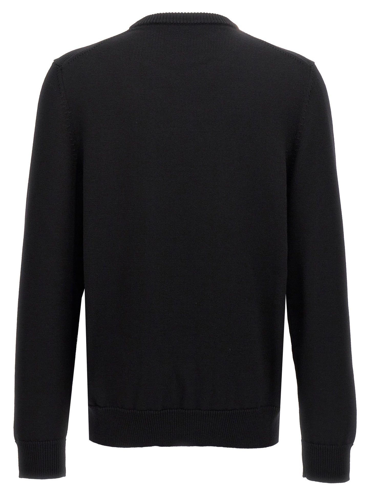 Cardigan by Dolce & Gabbana for men in black features a dramatic silhouette, showcasing a sophisticated crew neckline and dramatic detail for a timeless, premium look.