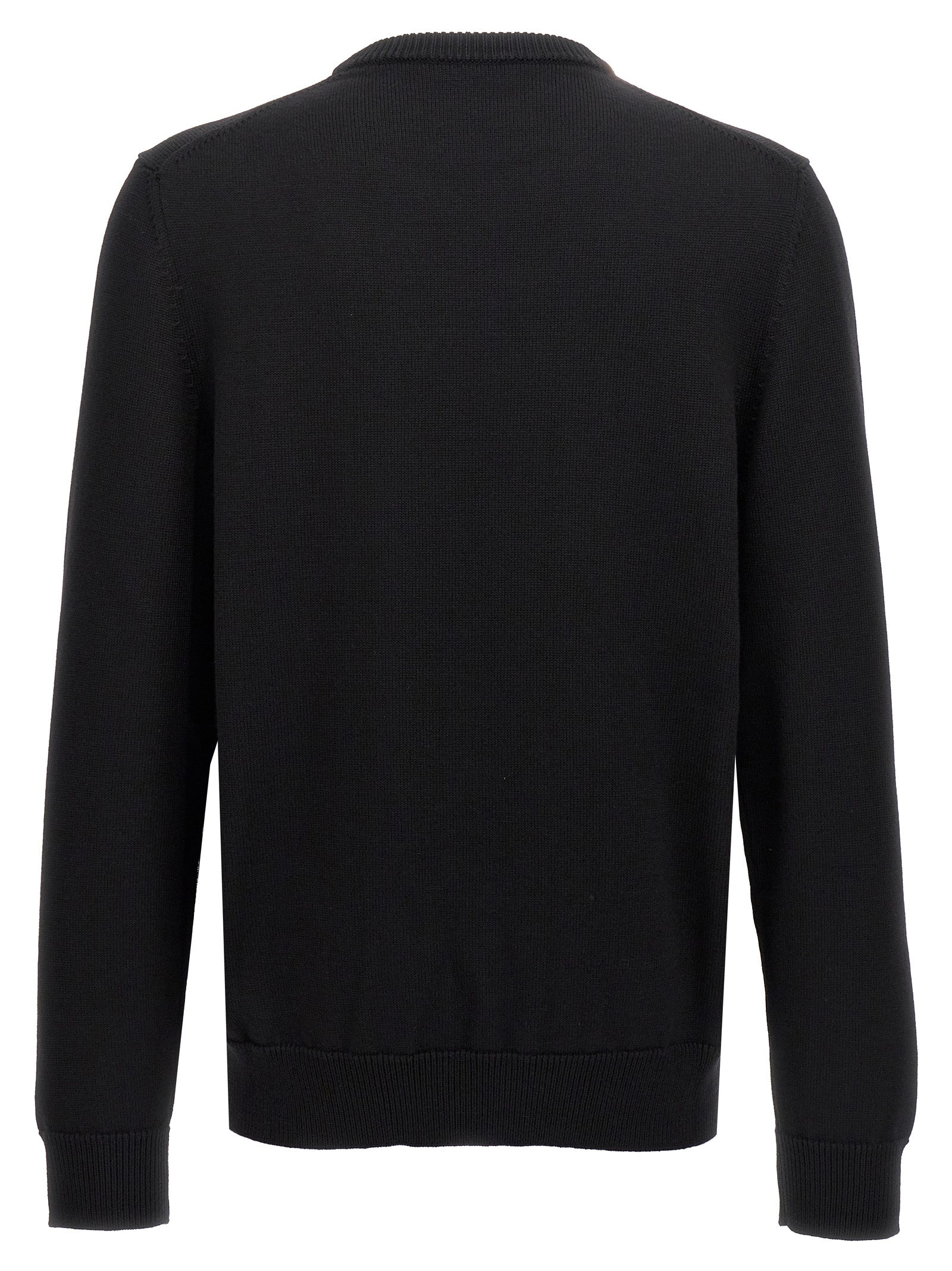 Cardigan by Dolce & Gabbana for men in black features a dramatic silhouette, showcasing a sophisticated crew neckline and dramatic detail for a timeless, premium look.