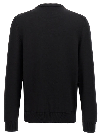 Cardigan by Dolce & Gabbana for men in black features a dramatic silhouette, showcasing a sophisticated crew neckline and dramatic detail for a timeless, premium look.