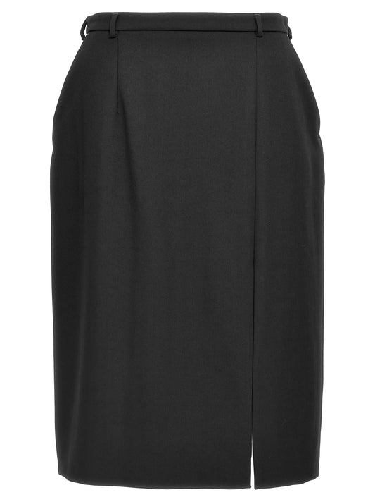 Skirt by Dolce & Gabbana for women in virgin wool black features an tailored silhouette, artfully capturing the essence of Women's Virgin Wool Skirt in a sophisticated midi.