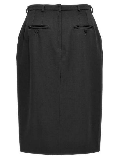 Skirt by Dolce & Gabbana for women in virgin wool black features a sublime silhouette, showcasing the sublime design of the Women's Virgin Wool Skirt in a sophisticated midi.