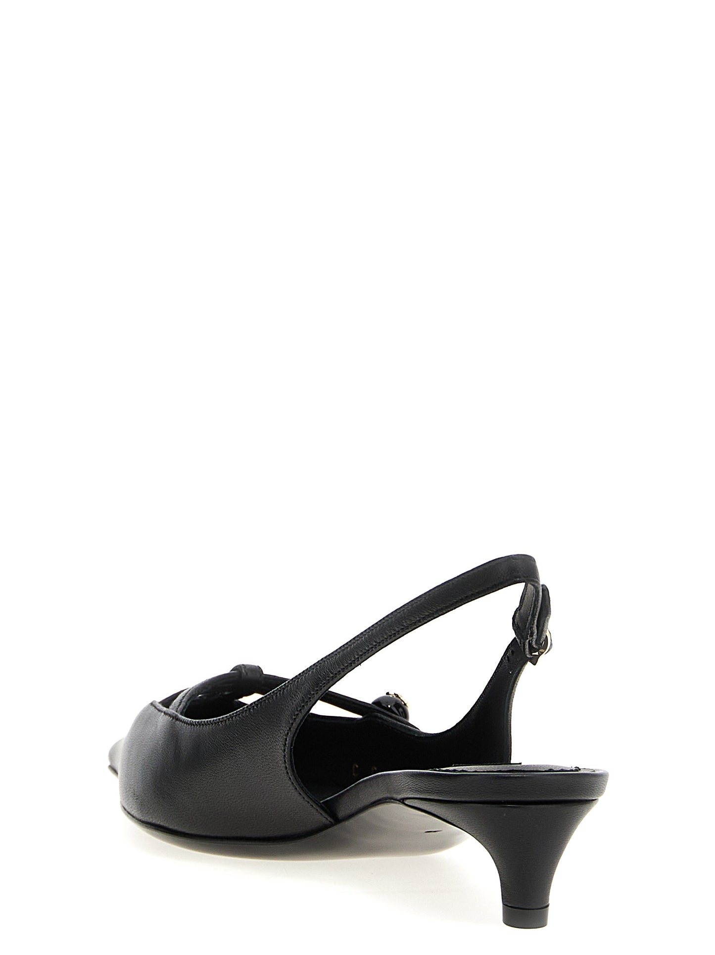 Mid-Heel Slingback Pumps Heels by Dolce & Gabbana for women in lamb leather black features a effortless chic silhouette, showcasing the Women's Lamb Leather Mid-Heel Slingback Pumps Heels design with a effortless chic mid-heel and for a effortless chic finish.