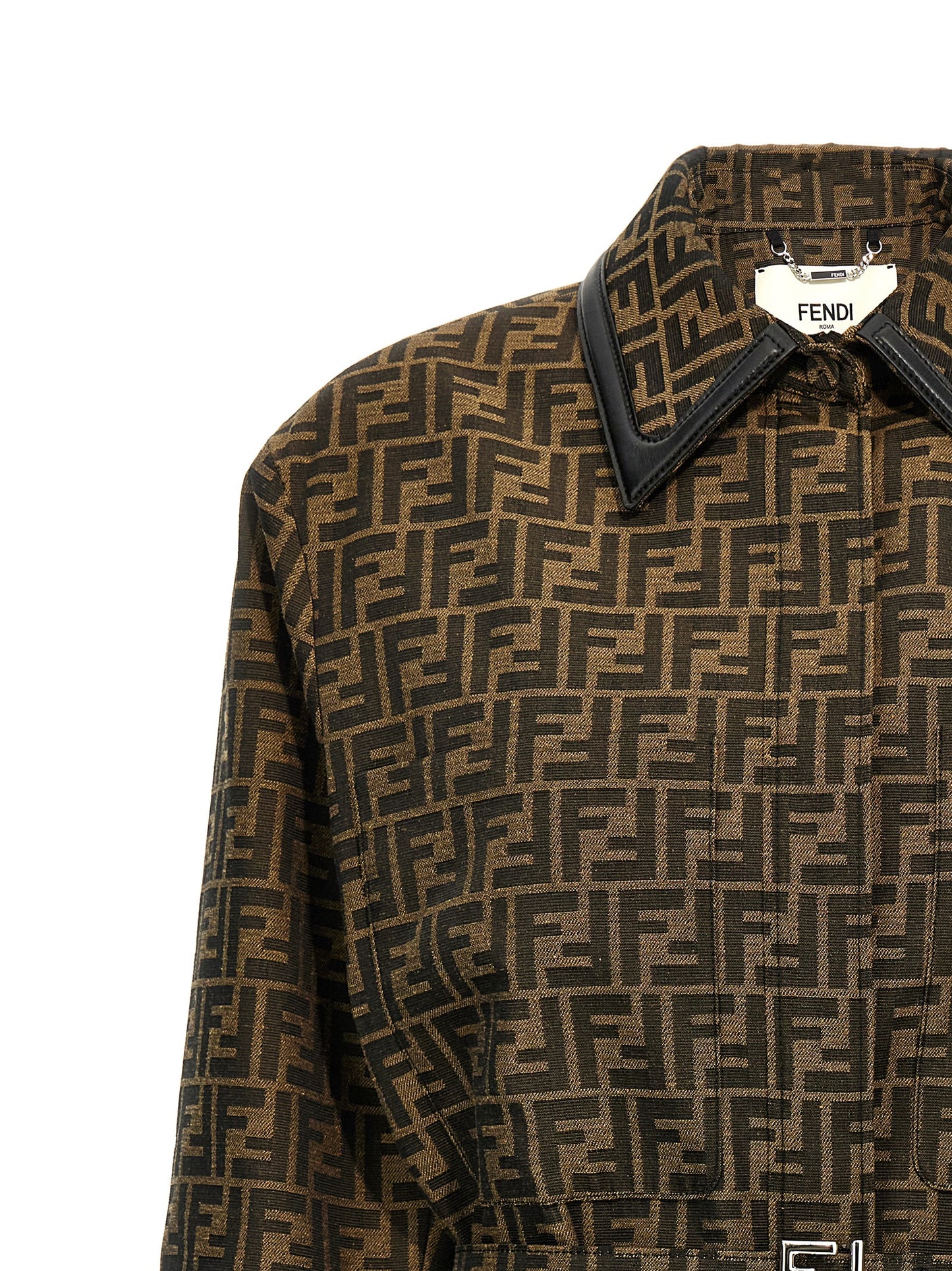 Jacket by Fendi for women in leather cotton polyester brown & patterned presents a authentic silhouette, artfully detailed with a authentic and functional pockets for a premium authentic finish.