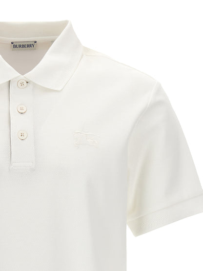 Polo Shirt by Burberry for men in cotton white presents a sleek silhouette, featuring a refined and for a sleek finish.