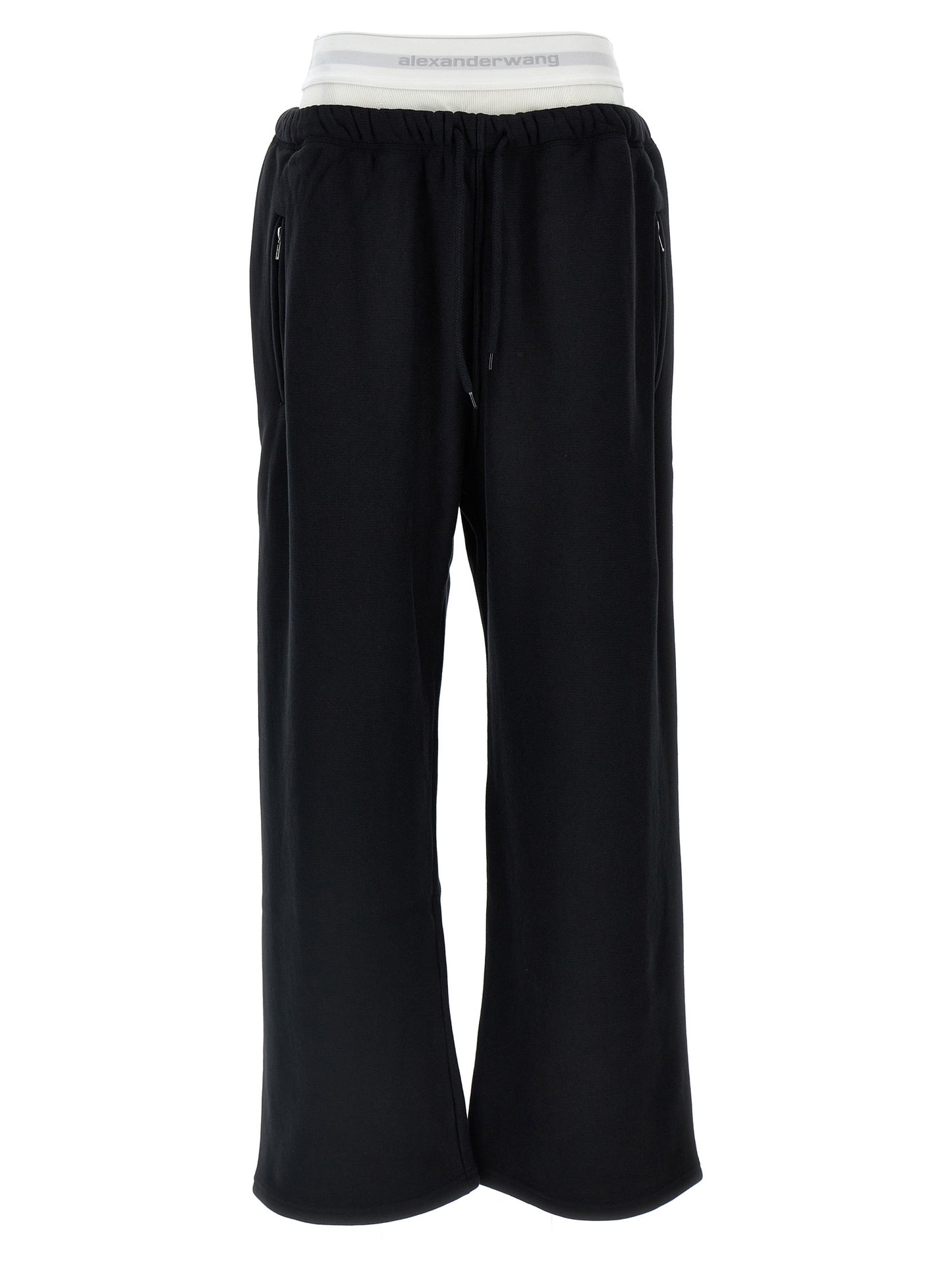Joggers by T BY ALEXANDER WANG for women in cotton black presents a refined pantology silhouette, artfully defined by a refined pantology wide, long, and a sophisticated .