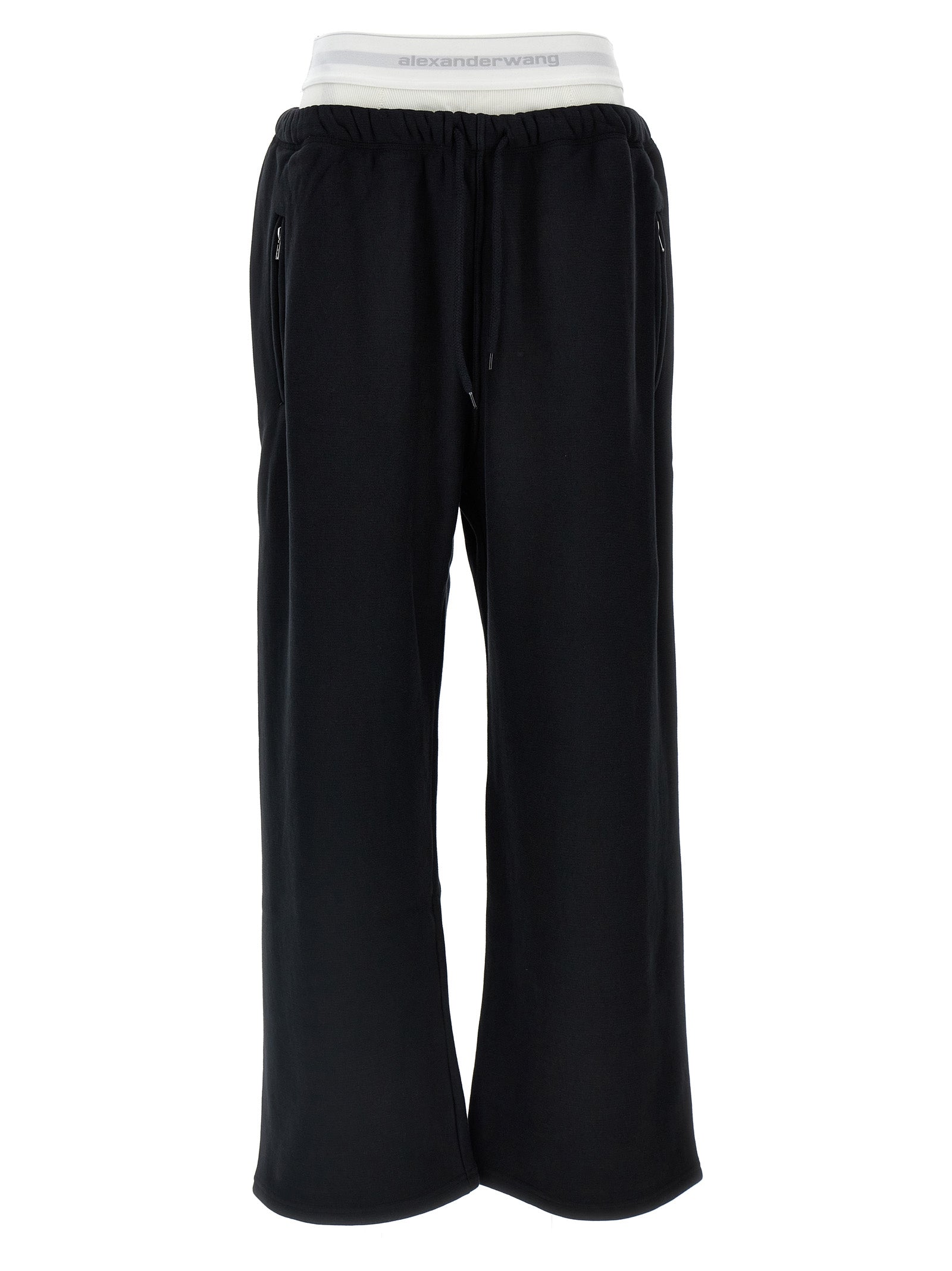 Joggers by T BY ALEXANDER WANG for women in cotton black presents a refined pantology silhouette, artfully defined by a refined pantology wide, long, and a sophisticated .