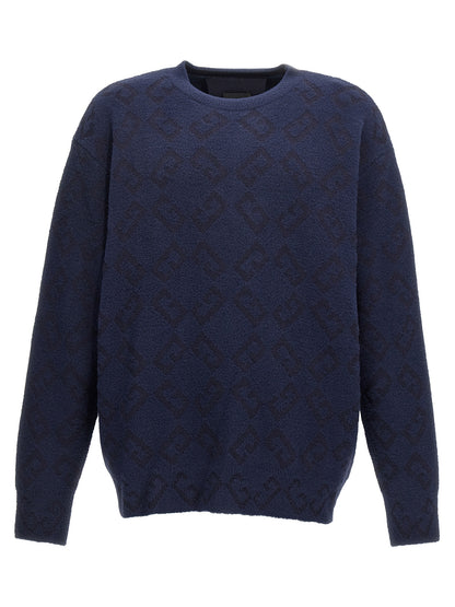Cardigan by Givenchy for men in polyamide wool blue presents a textural silhouette, artfully finished with a textural crew neckline and long-sleeve for a sophisticated, textural look.