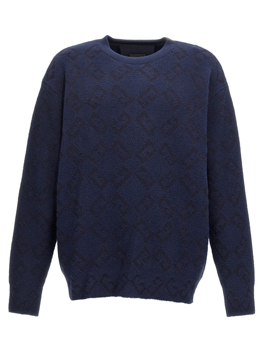 Cardigan by Givenchy for men in polyamide wool blue presents a textural silhouette, artfully finished with a textural crew neckline and long-sleeve for a sophisticated, textural look.