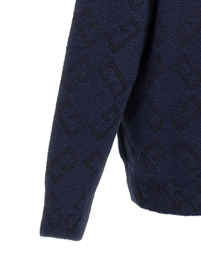 Cardigan by Givenchy for men in polyamide wool blue features a dramatic silhouette, showcasing a sophisticated and dramatic detail for a timeless, premium look.