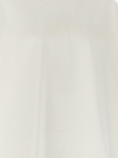 T-Shirt by Jil Sander for men in cotton white & print showcases a fashionable silhouette, elegantly detailed with a fashionable and for a sophisticated, high-fashion look.