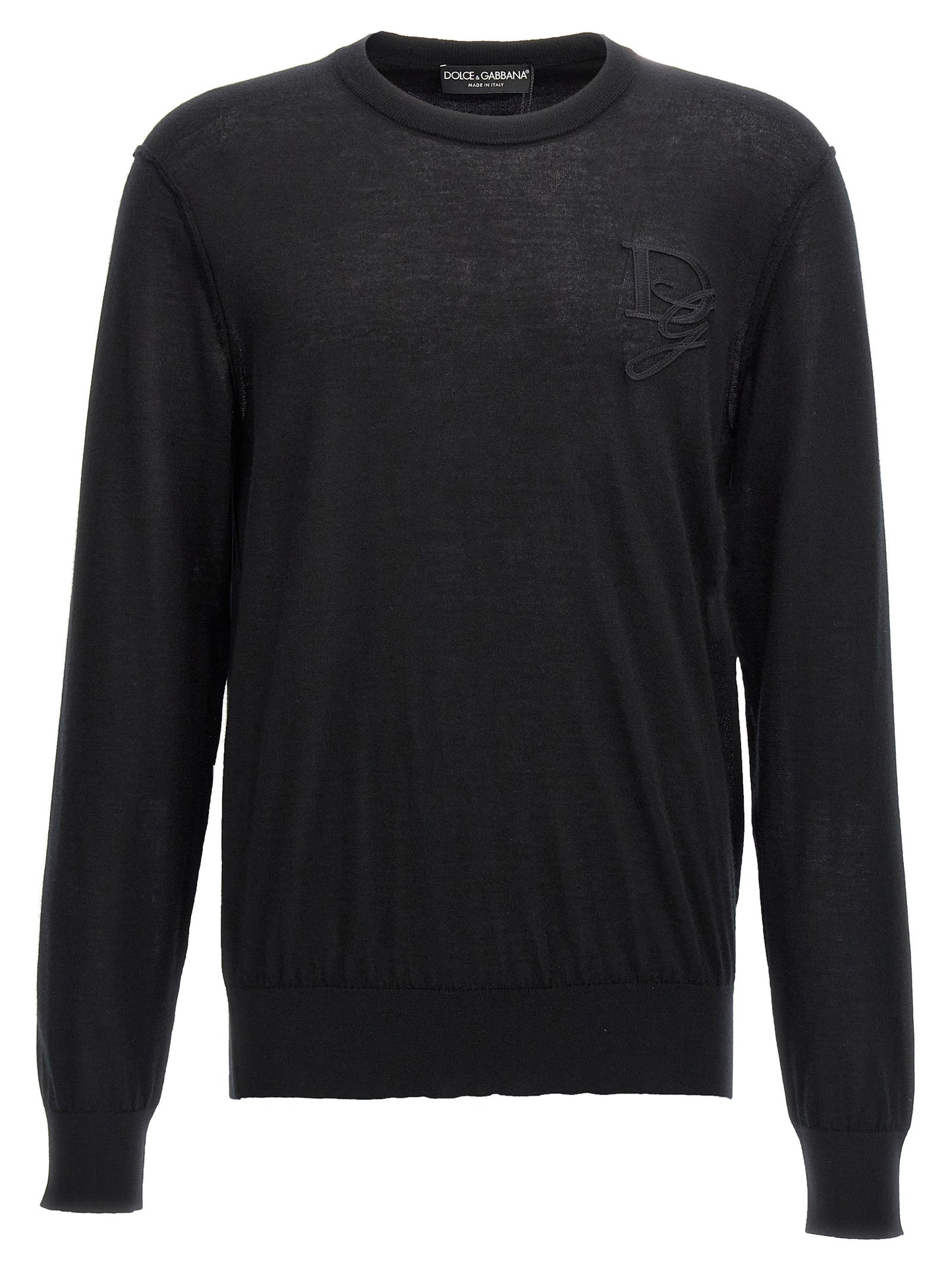 Cardigan by Dolce & Gabbana for men in cashmere black showcases a captivating silhouette, artfully detailed with a captivating and crew neckline for a truly sophisticated captivating look.