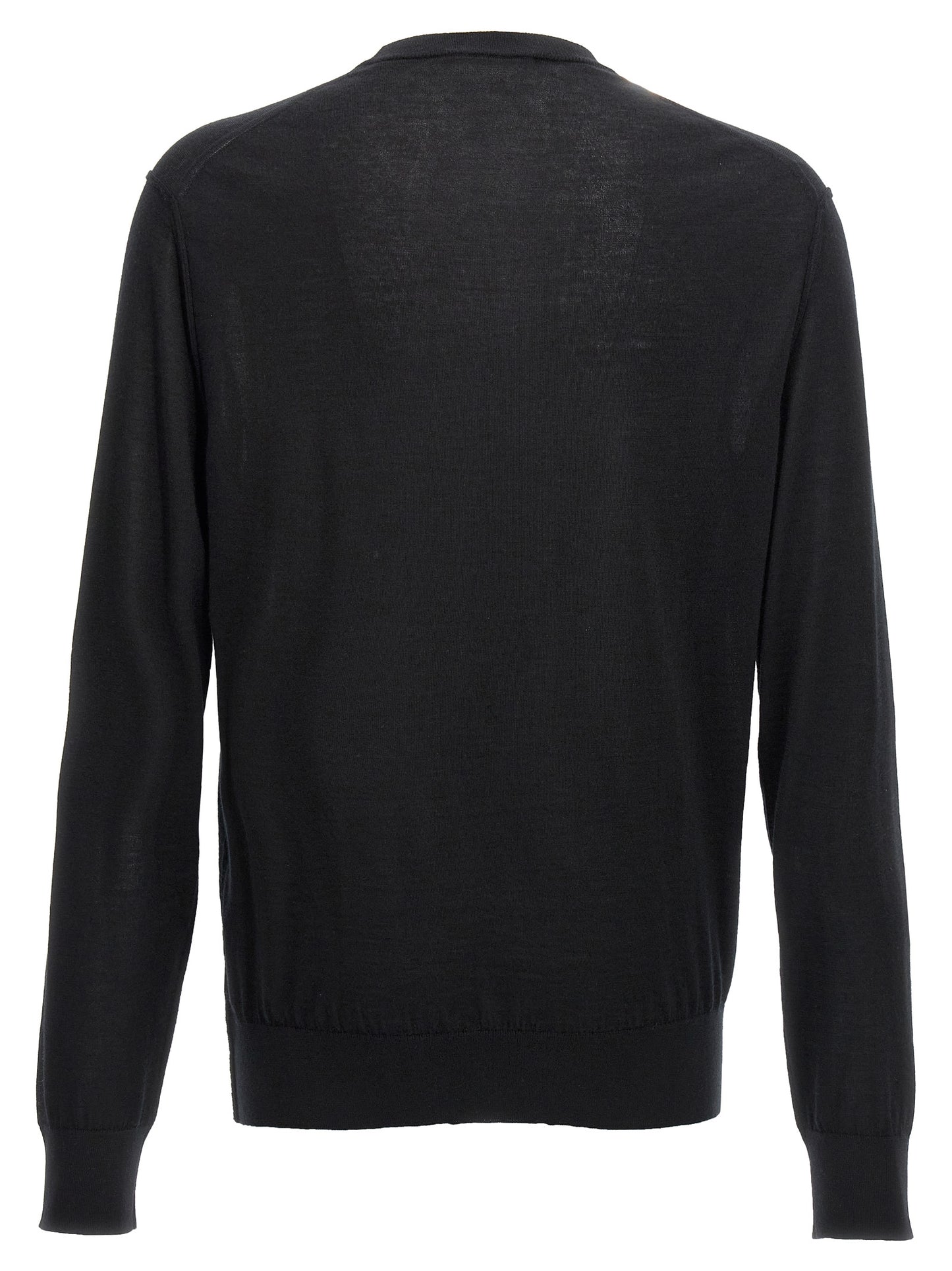 Cardigan by Dolce & Gabbana for men in cashmere black features a nuanced silhouette with a refined crew neckline and nuanced detailing for a sophisticated look.