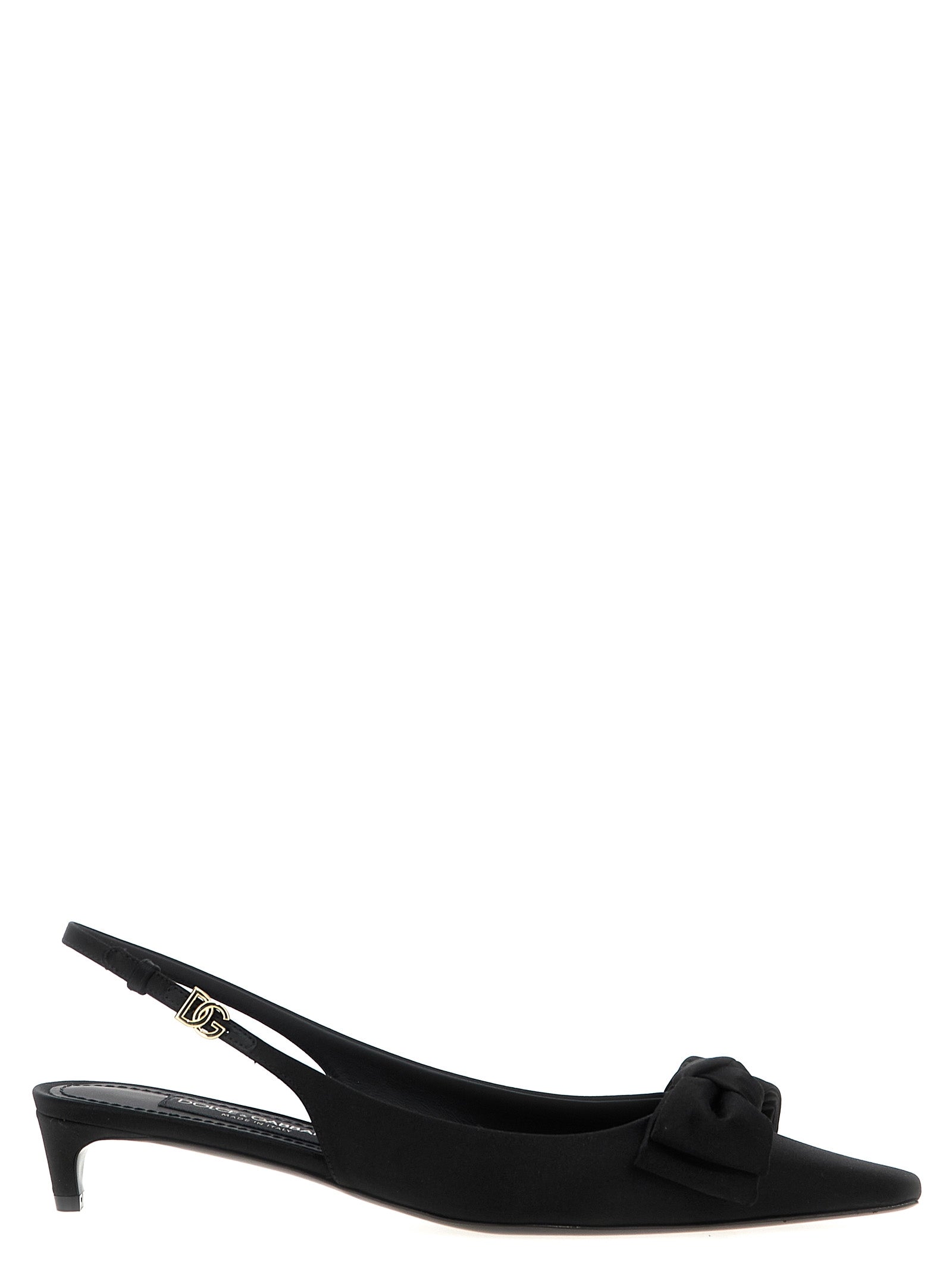 Mid-Heel Slingback Pumps Heels by Dolce & Gabbana for women in viscose silk satin black features a effortless chic silhouette, showcasing the Women's Viscose Silk Satin Mid-Heel Slingback Pumps Heels design with a effortless chic mid-heel and for a effortless chic finish.