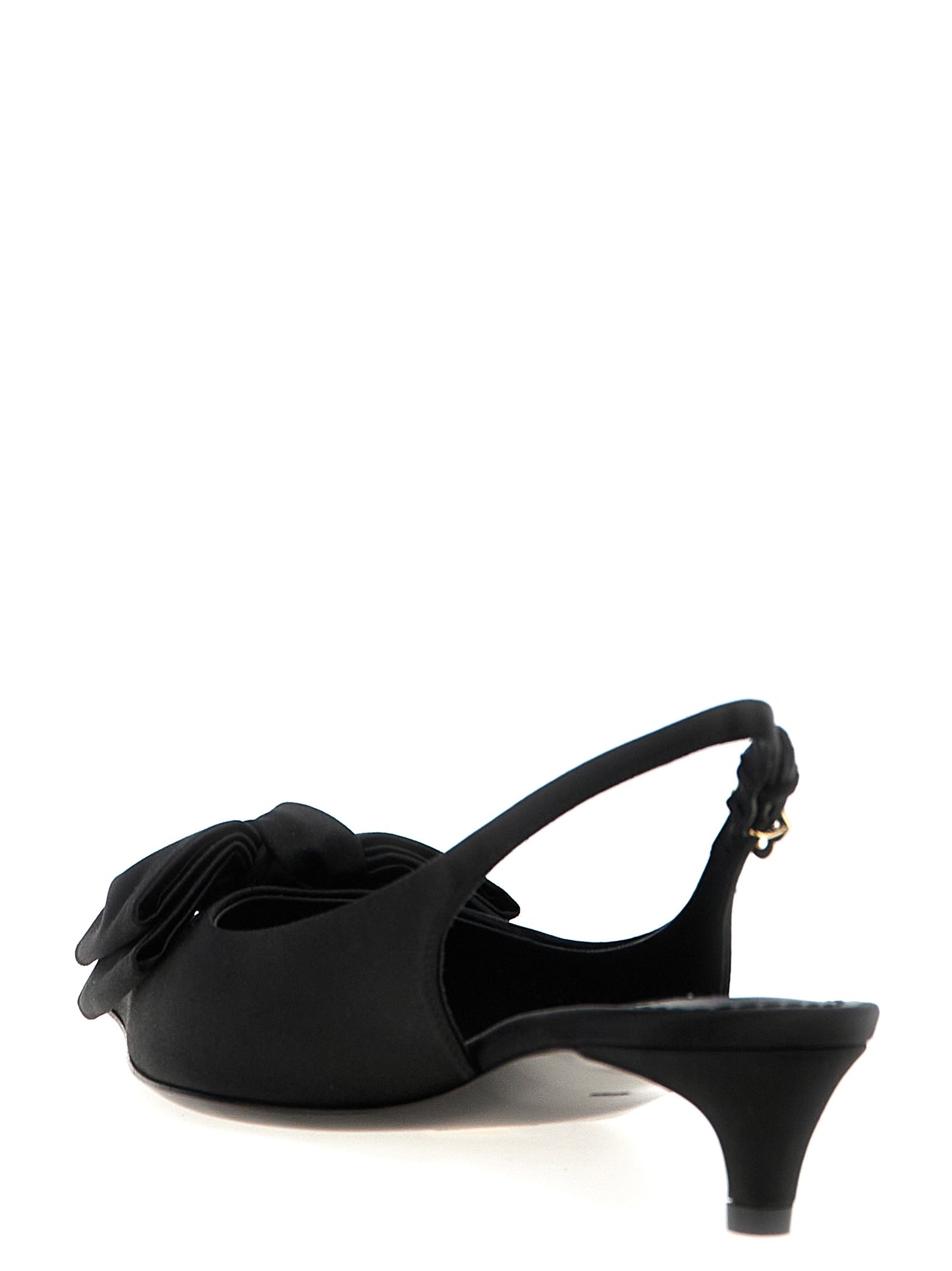 Mid-Heel Slingback Pumps Heels by Dolce & Gabbana for women in viscose silk satin black features an effortlessly chic silhouette from the Women's Viscose Silk Satin Mid-Heel Slingback Pumps Heels collection, showcasing a mid-heel and effortlessly chic for a effortlessly chic look.
