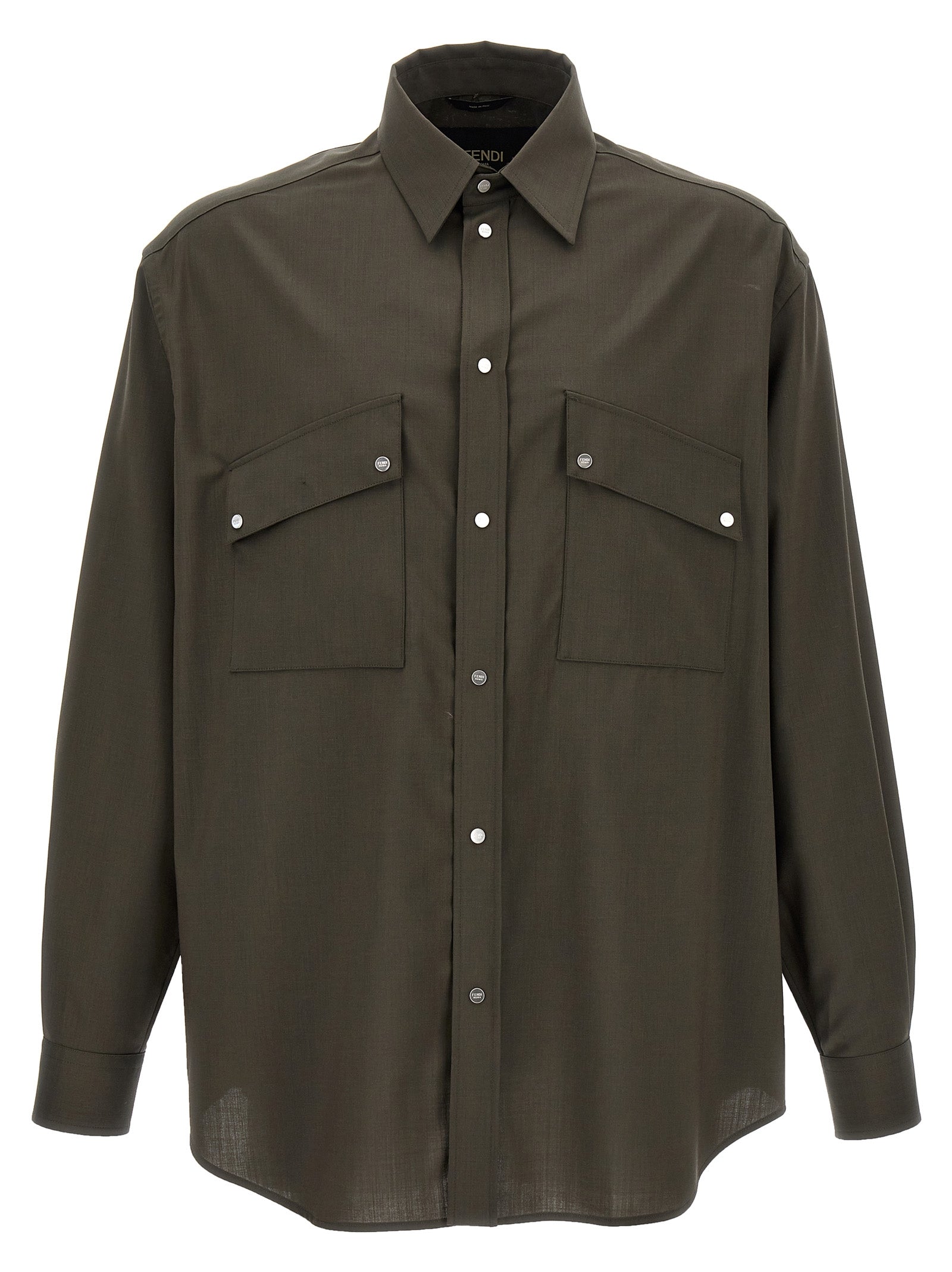Blouse by Fendi for men in wool bicolour & green, featuring a nuanced and nuanced for a sophisticated finish.