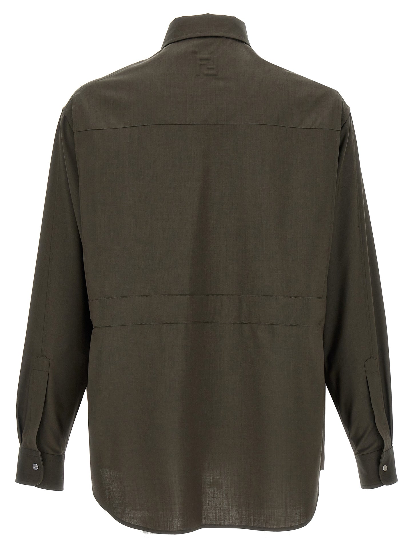 Blouse by Fendi for men in wool bicolour & green features an architectural silhouette with a refined and elegant for a architectural look.