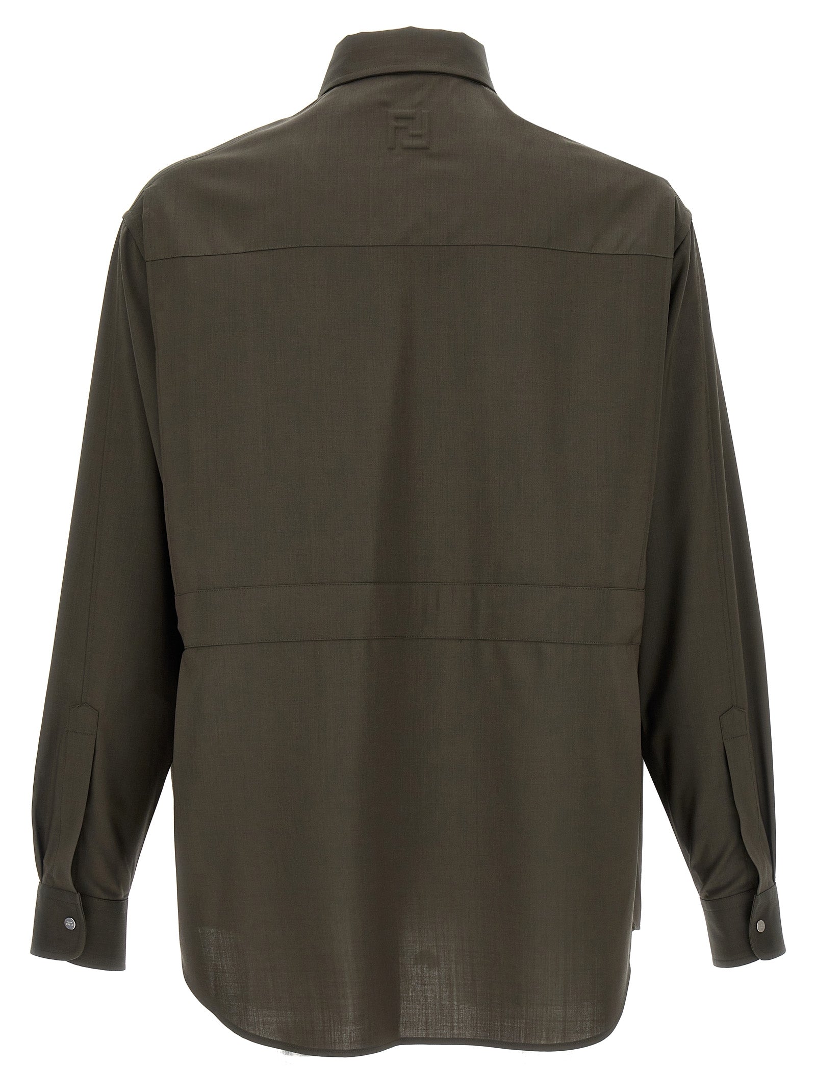 Blouse by Fendi for men in wool bicolour & green features an architectural silhouette with a refined and elegant for a architectural look.