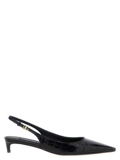 Low-Heel Mid-Heel Slingback Pumps Heels by Dolce & Gabbana for women in crocodile calfskin leather black & print features an effortlessly chic silhouette from the Women's Crocodile Calfskin Leather Low-Heel Mid-Heel Slingback Pumps Heels collection, showcasing a low-heel mid-heel and effortlessly chic for a effortlessly chic look.