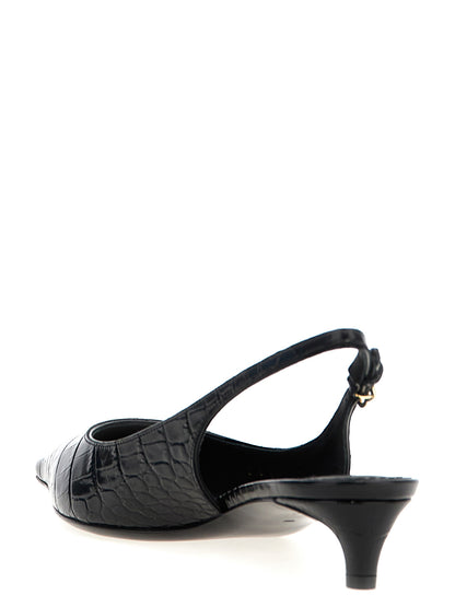 Low-Heel Mid-Heel Slingback Pumps Heels by Dolce & Gabbana for women in crocodile calfskin leather black & print features an effortlessly chic silhouette from the Women's Crocodile Calfskin Leather Low-Heel Mid-Heel Slingback Pumps Heels collection, showcasing a low-heel mid-heel and effortlessly chic for a effortlessly chic look.