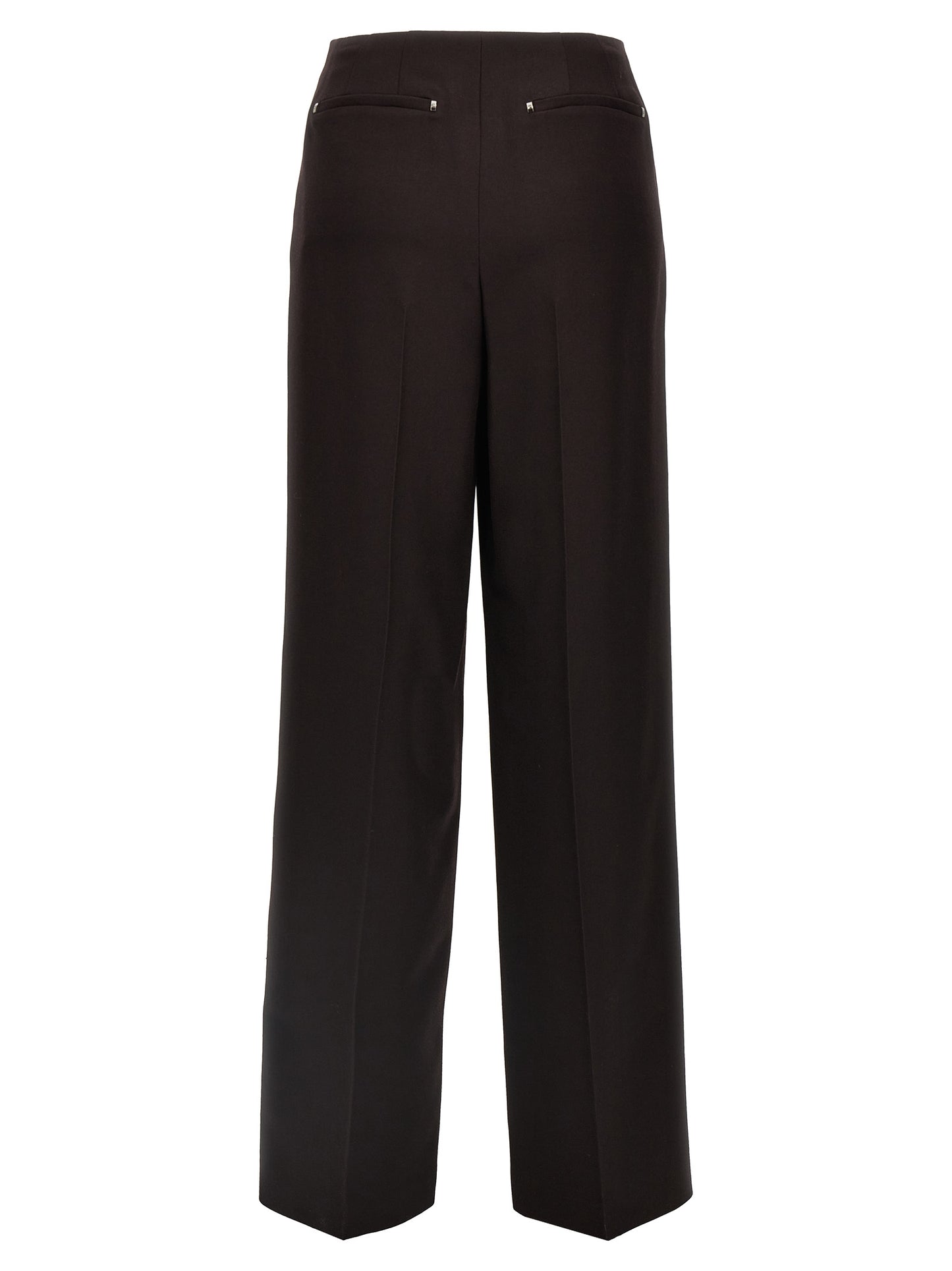 Trousers by Fendi for women in virgin wool purple features an sartorial silhouette, showcasing a precise and long with a sartorial for a refined look.