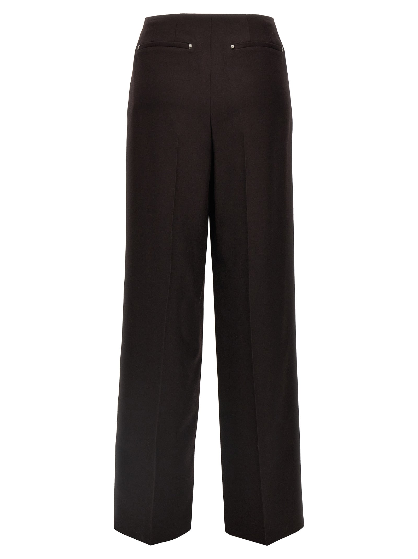 Trousers by Fendi for women in virgin wool purple features an sartorial silhouette, showcasing a precise and long with a sartorial for a refined look.