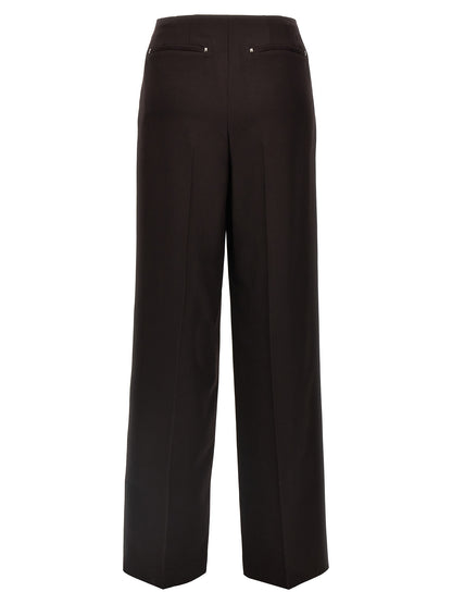 Trousers by Fendi for women in virgin wool purple features an sartorial silhouette, showcasing a precise and long with a sartorial for a refined look.