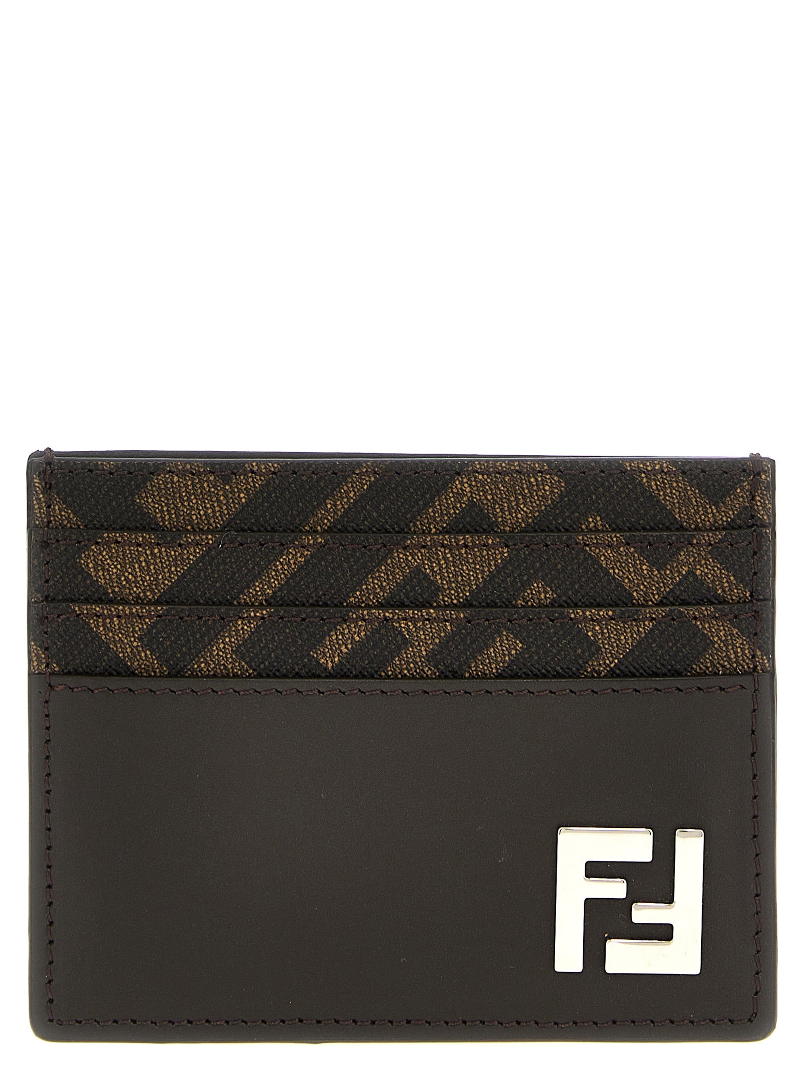 Cardholder Card Case by Fendi for men in bos taurus calf leather brown, patterned & print features a sleek silhouette, showcasing the sleek design of the Bos Taurus Calf Leather Cardholder Card Case with functional card-organization for a premium look.