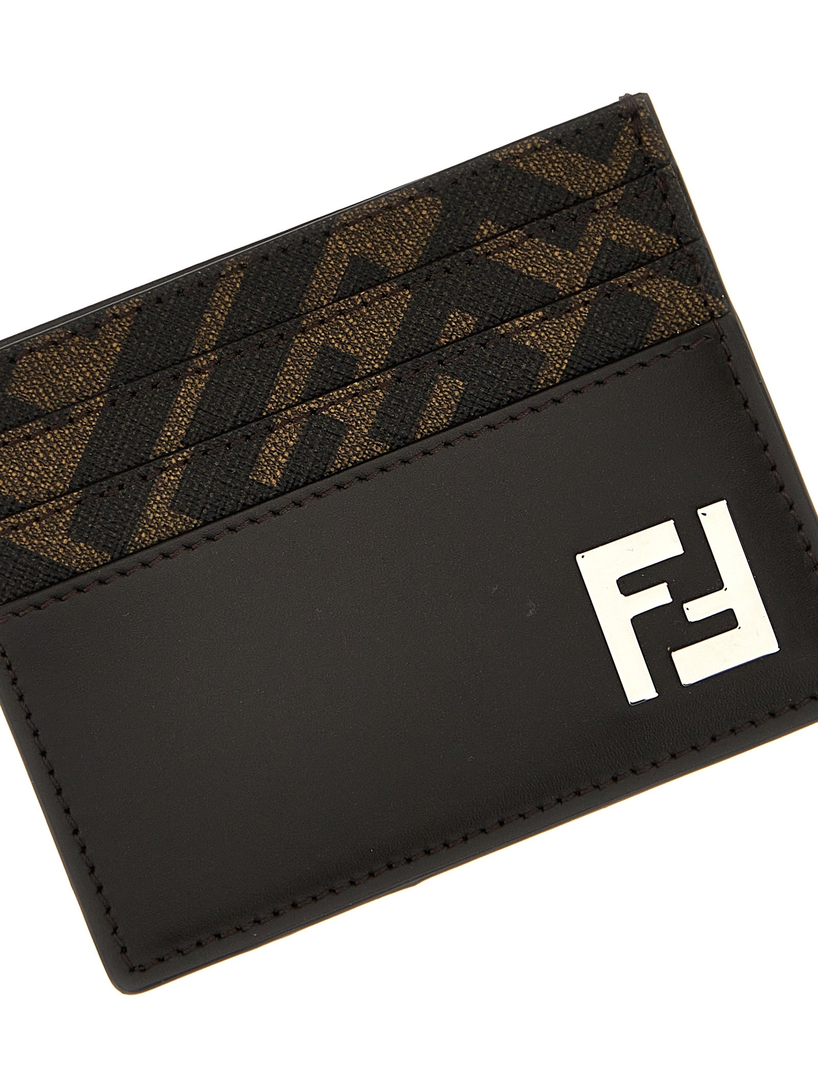 Cardholder Card Case by Fendi for men in bos taurus calf leather brown, patterned & print features a distinguished silhouette, showcasing the distinguished design of the Bos Taurus Calf Leather Cardholder Card Case with refined card-organization.