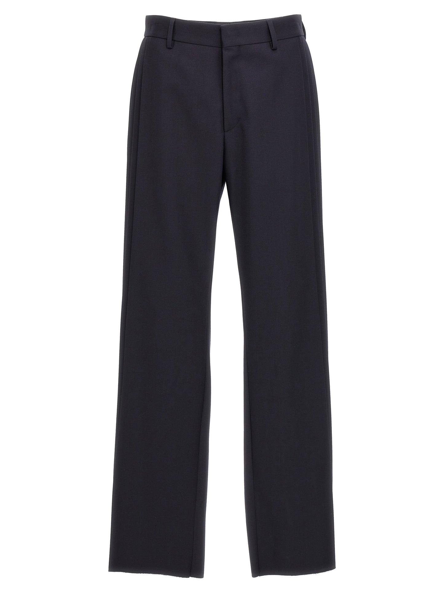 Trousers by Fendi for men in polyester & virgin wool blue features a artisanal silhouette, showcasing a sophisticated with a long and for a artisanal finish.