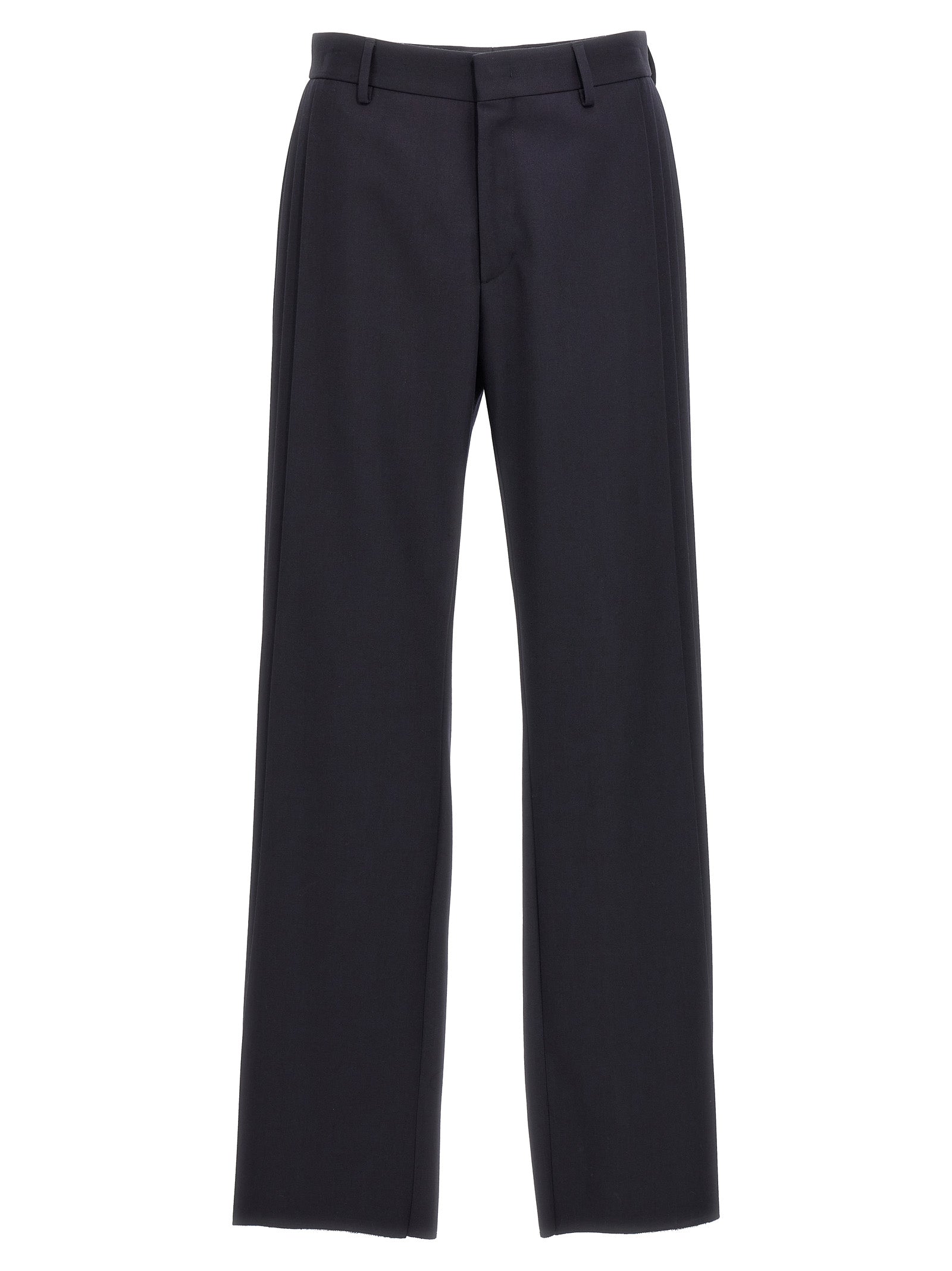 Trousers by Fendi for men in polyester & virgin wool blue features a artisanal silhouette, showcasing a sophisticated with a long and for a artisanal finish.