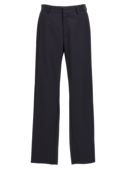 Trousers by Fendi for men in polyester & virgin wool blue features a artisanal silhouette, showcasing a sophisticated with a long and for a artisanal finish.