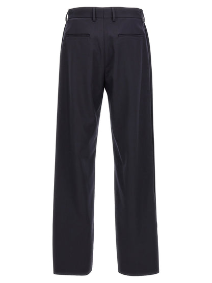 Trousers by Fendi for men in polyester & virgin wool blue features an sartorial silhouette, showcasing a precise and long with a sartorial for a refined look.
