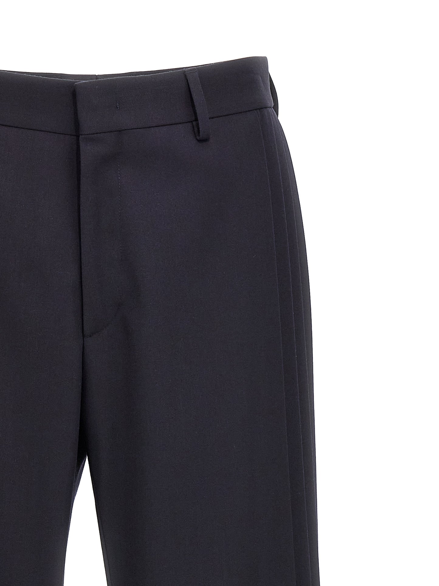 Trousers by Fendi for men in polyester & virgin wool blue features a tailored silhouette with a tailored , defined by its long and a sophisticated .