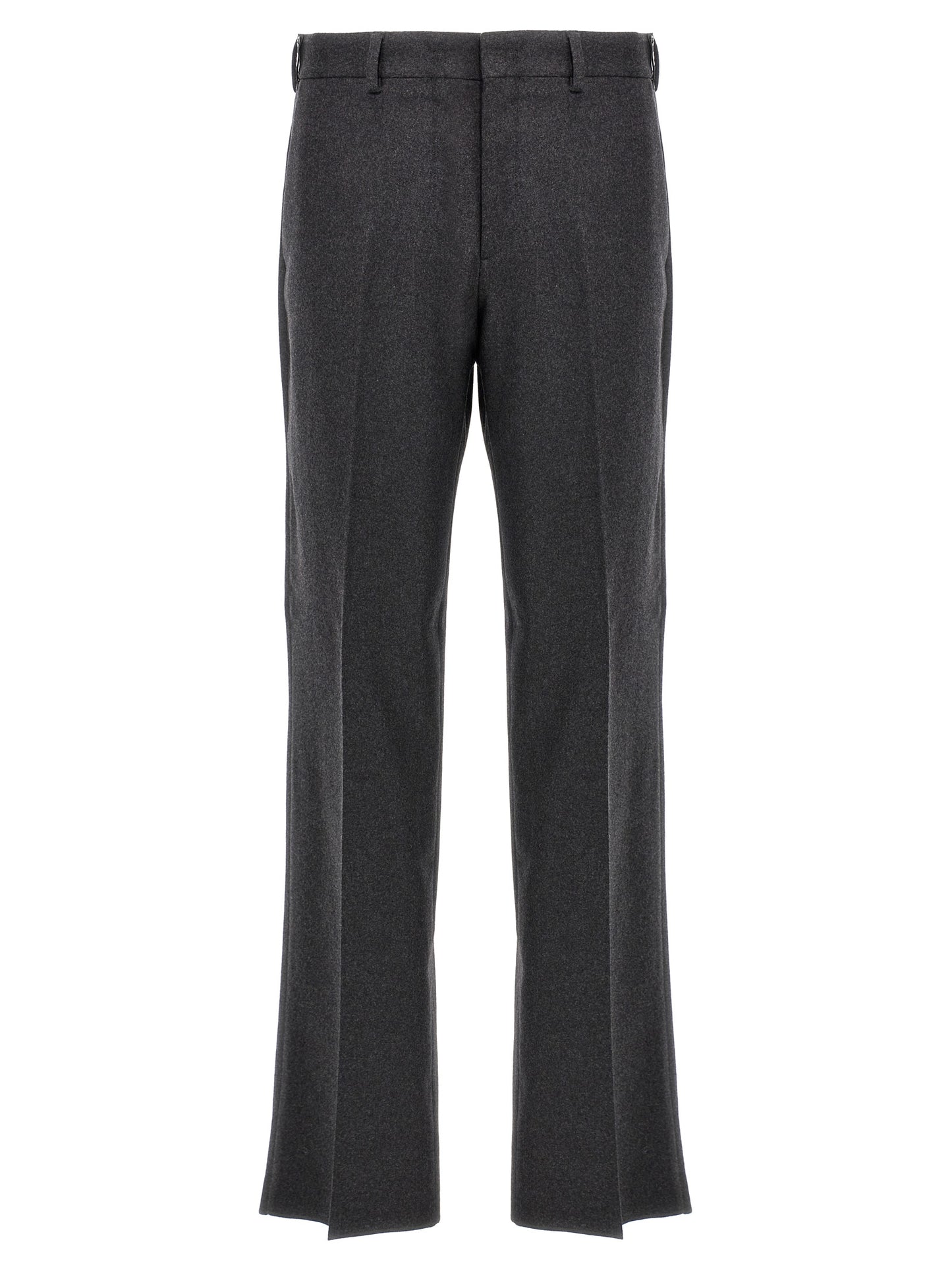 Casual Pants by Fendi for men in cashmere gray features a polished silhouette with a polished straight-leg, reaching a polished long and finished with a polished .