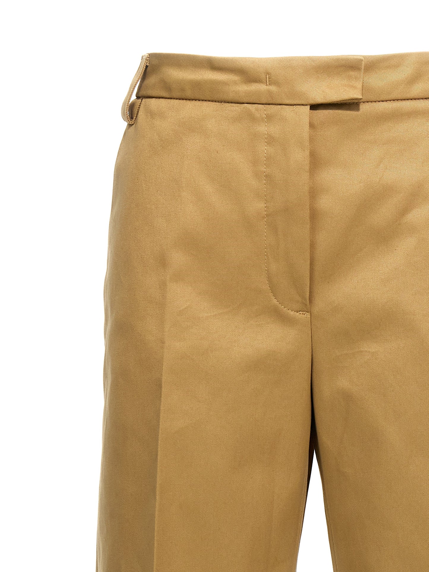 Casual Pants by THELATEST for women in cotton canvas beige features a refined silhouette with a refined wide, defined by a and a refined long for a refined finish.