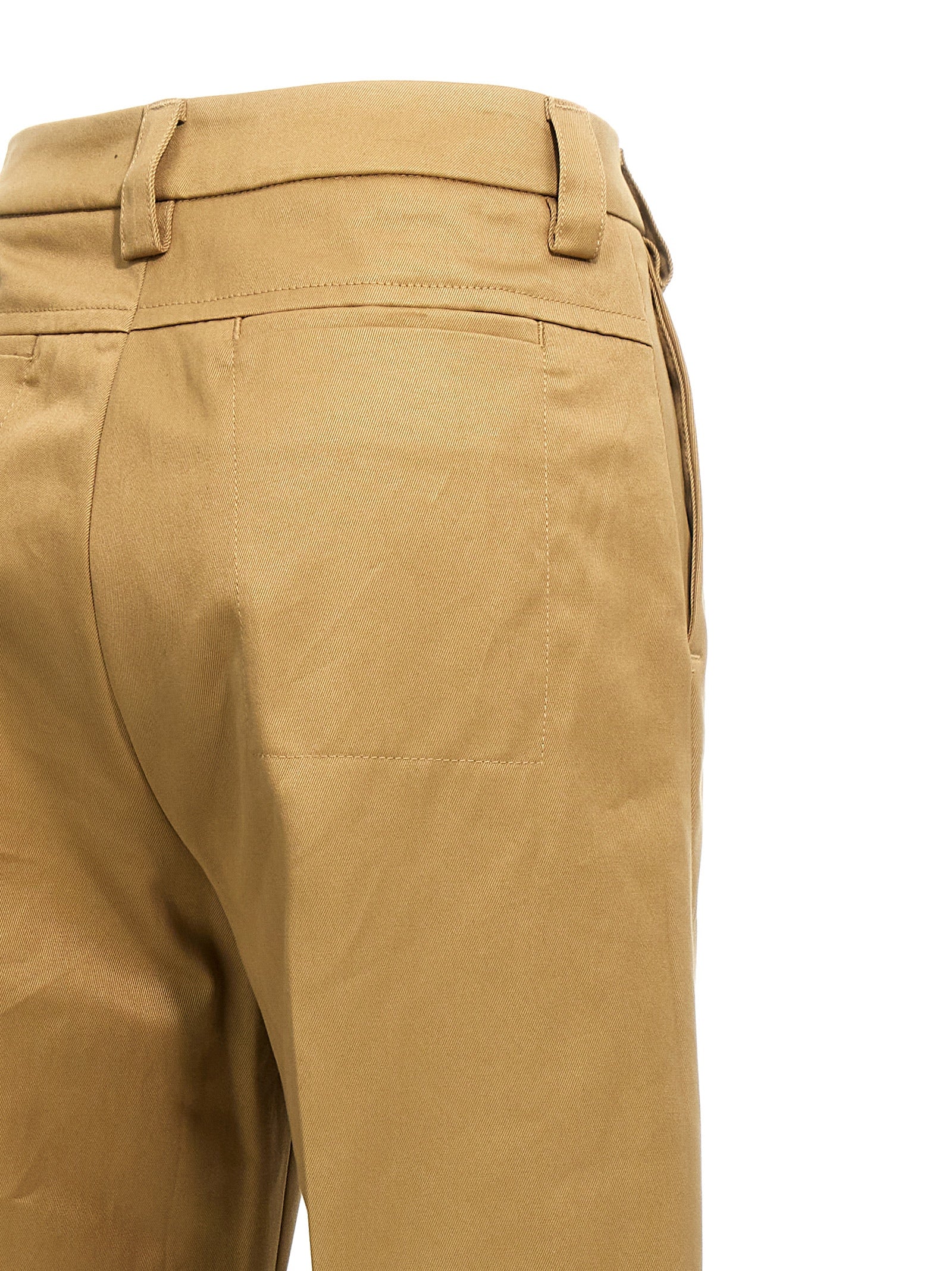 Casual Pants by THELATEST for women in cotton canvas beige presents a tailored silhouette, showcasing a tailored wide and long cut with a refined for a truly tailored aesthetic.
