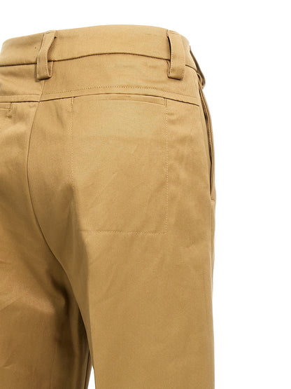 Casual Pants by THELATEST for women in cotton canvas beige presents a tailored silhouette, showcasing a tailored wide and long cut with a refined for a truly tailored aesthetic.