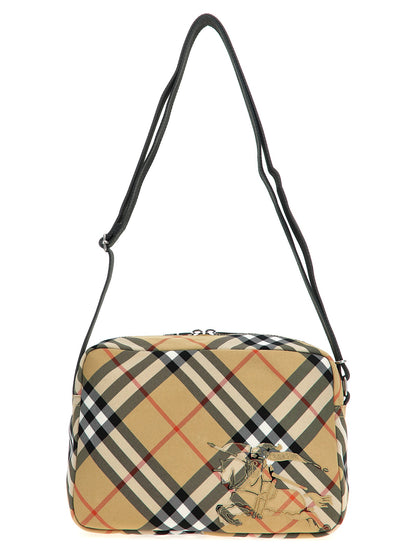 Crossbody Messenger Bag by Burberry for men in polyester & polyurethane beige & print features a distinguished Polyester & Polyurethane Crossbody Messenger Bag design with a secure zipper, ample , and versatile crossbody-strap, shoulder-strap & adjustable-strap for a distinguished look.