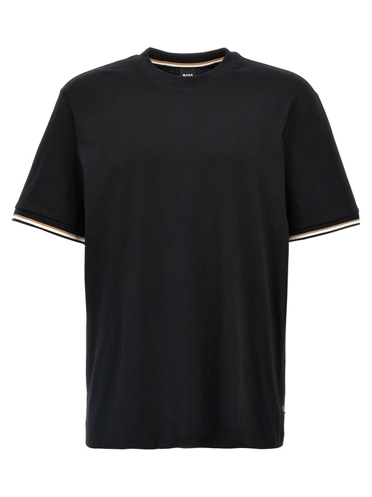 T-Shirt by Hugo Boss for men in cotton black features an on trend silhouette, perfectly showcasing a on trend and crew neckline for an elevated aesthetic.