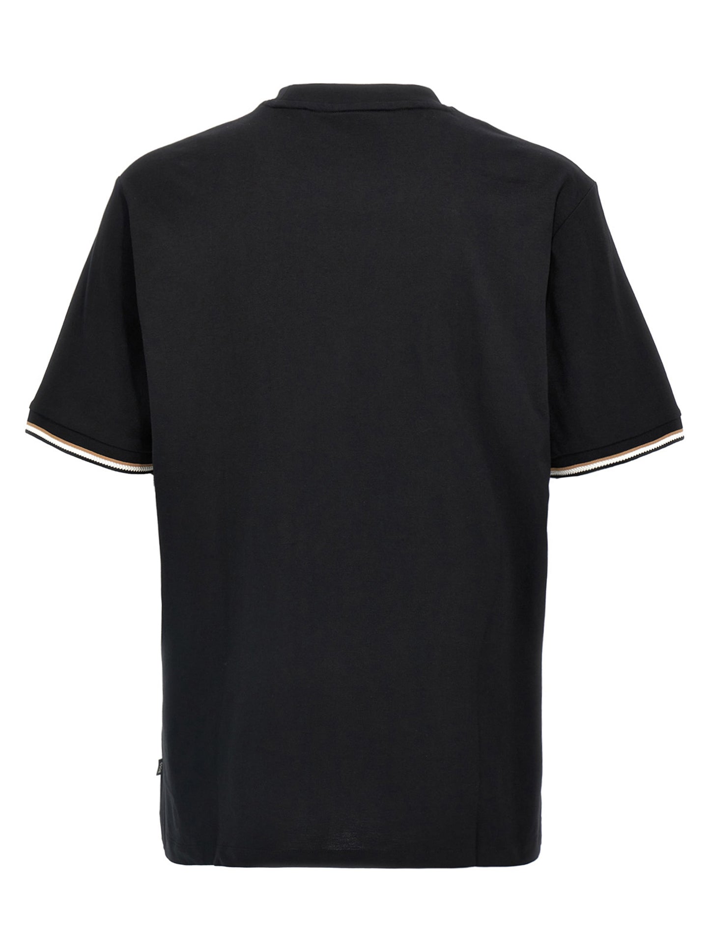 T-Shirt by Hugo Boss for men in cotton black showcases a chic silhouette, artfully detailed with a chic crew neckline and for a chic finish.